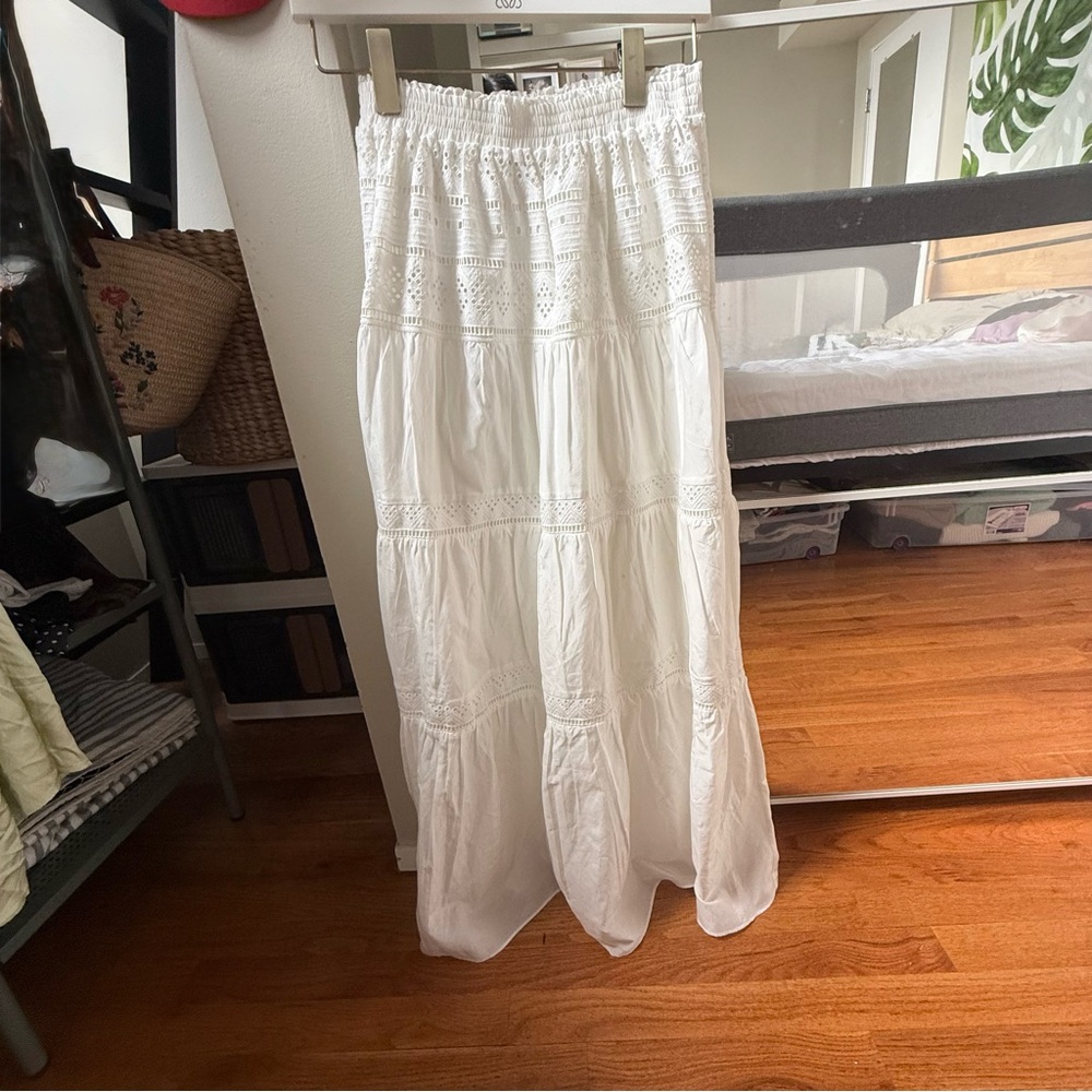 Fabrique White Maxi Skirt and off shoulder top set